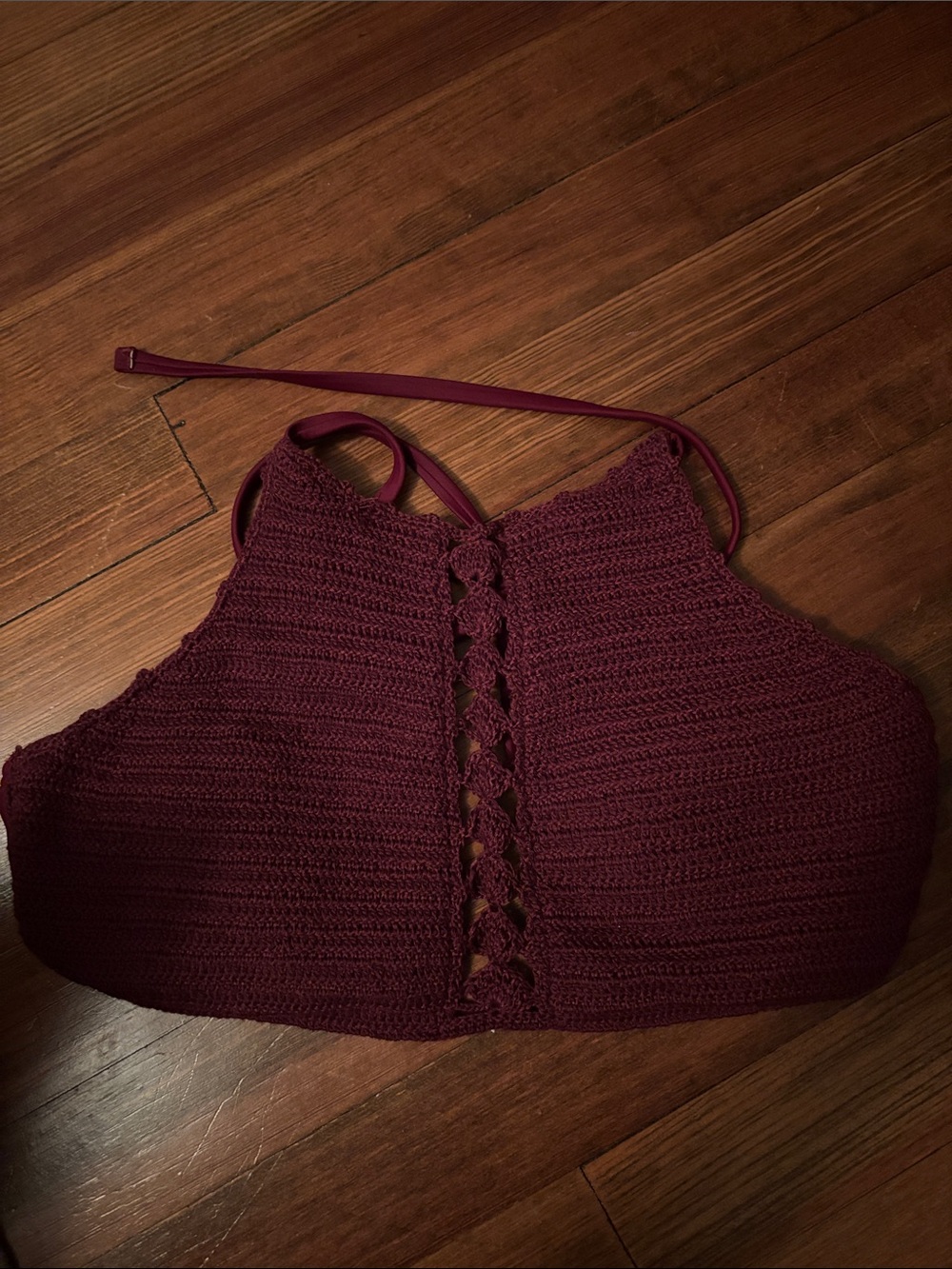 Crochet burgundy bikini top